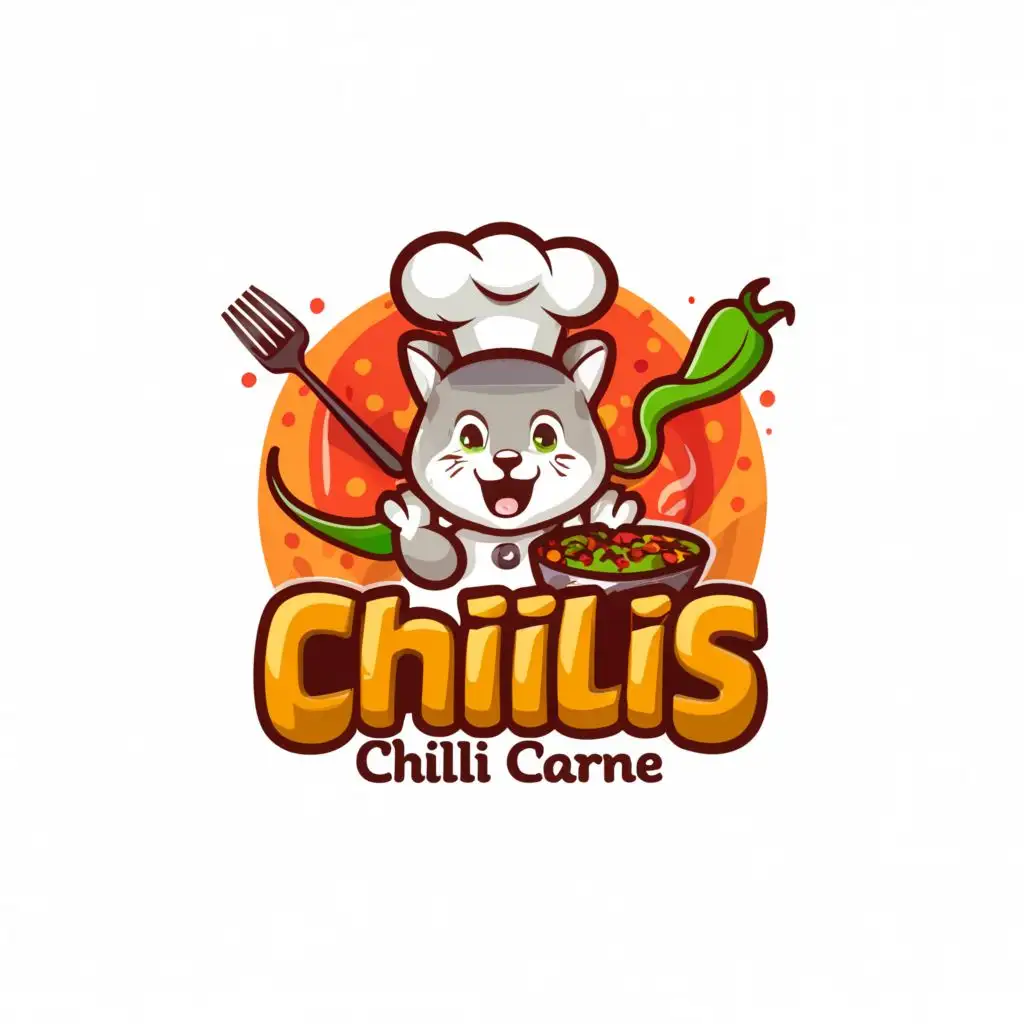 LOGO-Design-for-Chillis-Chilli-con-Carne-Feline-Feast-Icon-for-Restaurant-Industry-with-Clear-Background