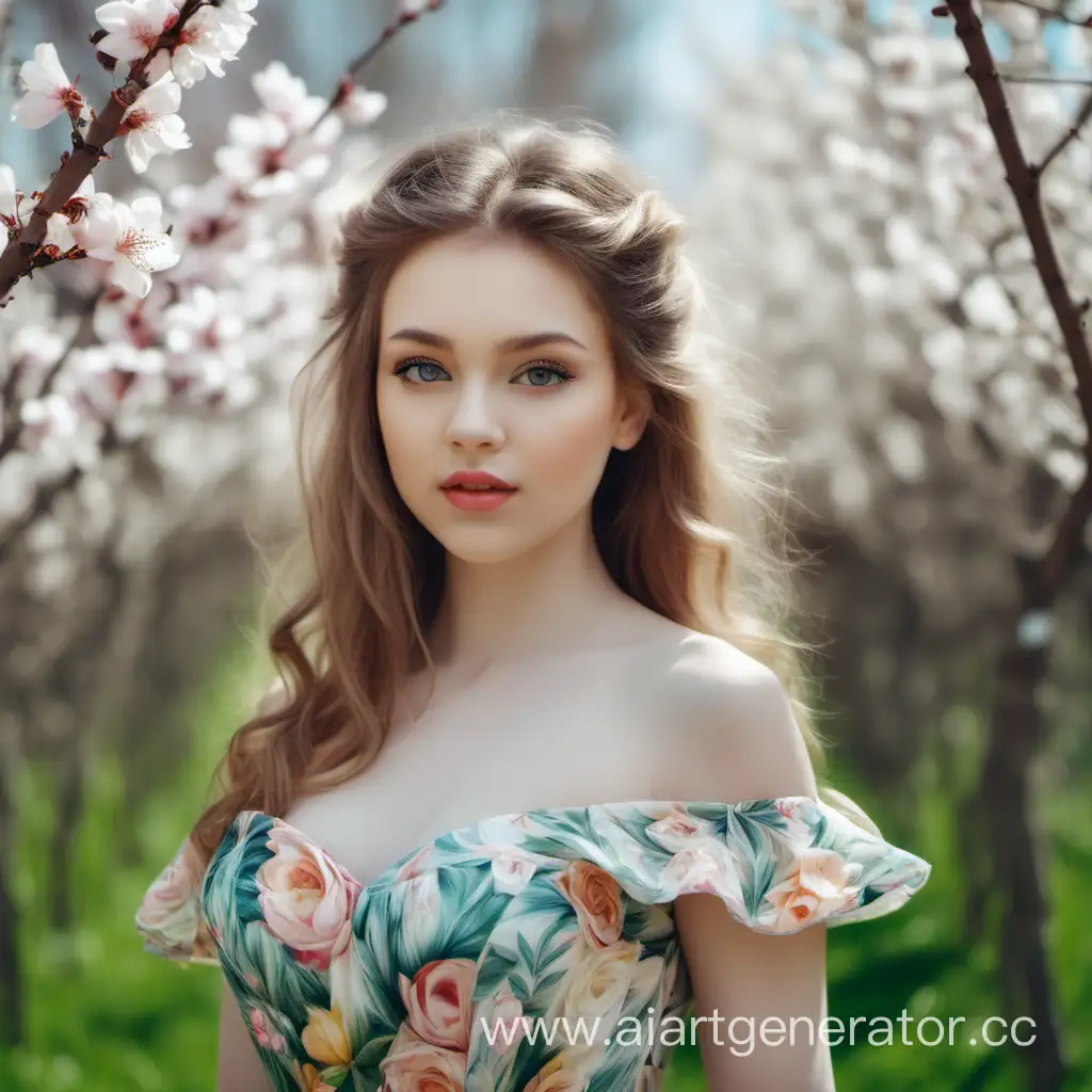 Beautiful-Girl-in-Spring-Garden-Wearing-Elegant-Dress