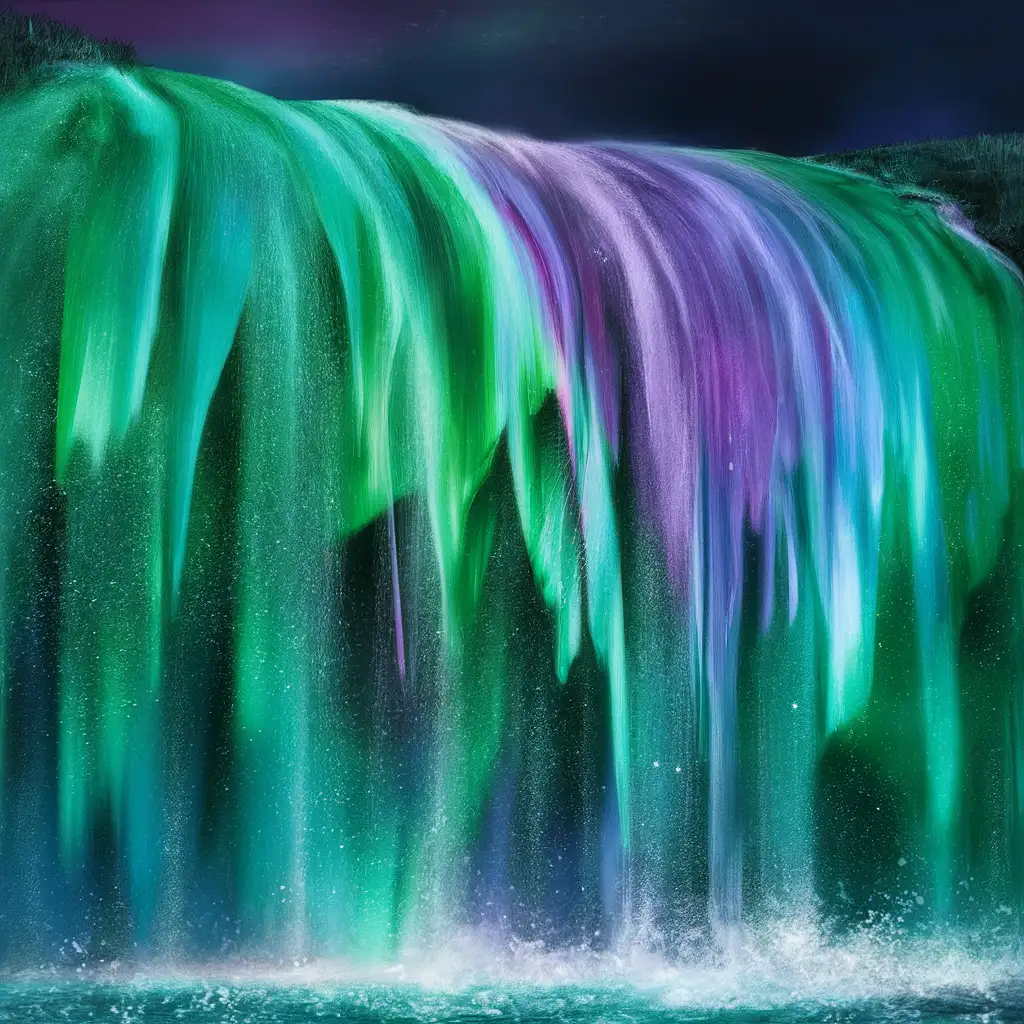 Spectacular-Realistic-Aurora-Borealis-Colored-Waterfall