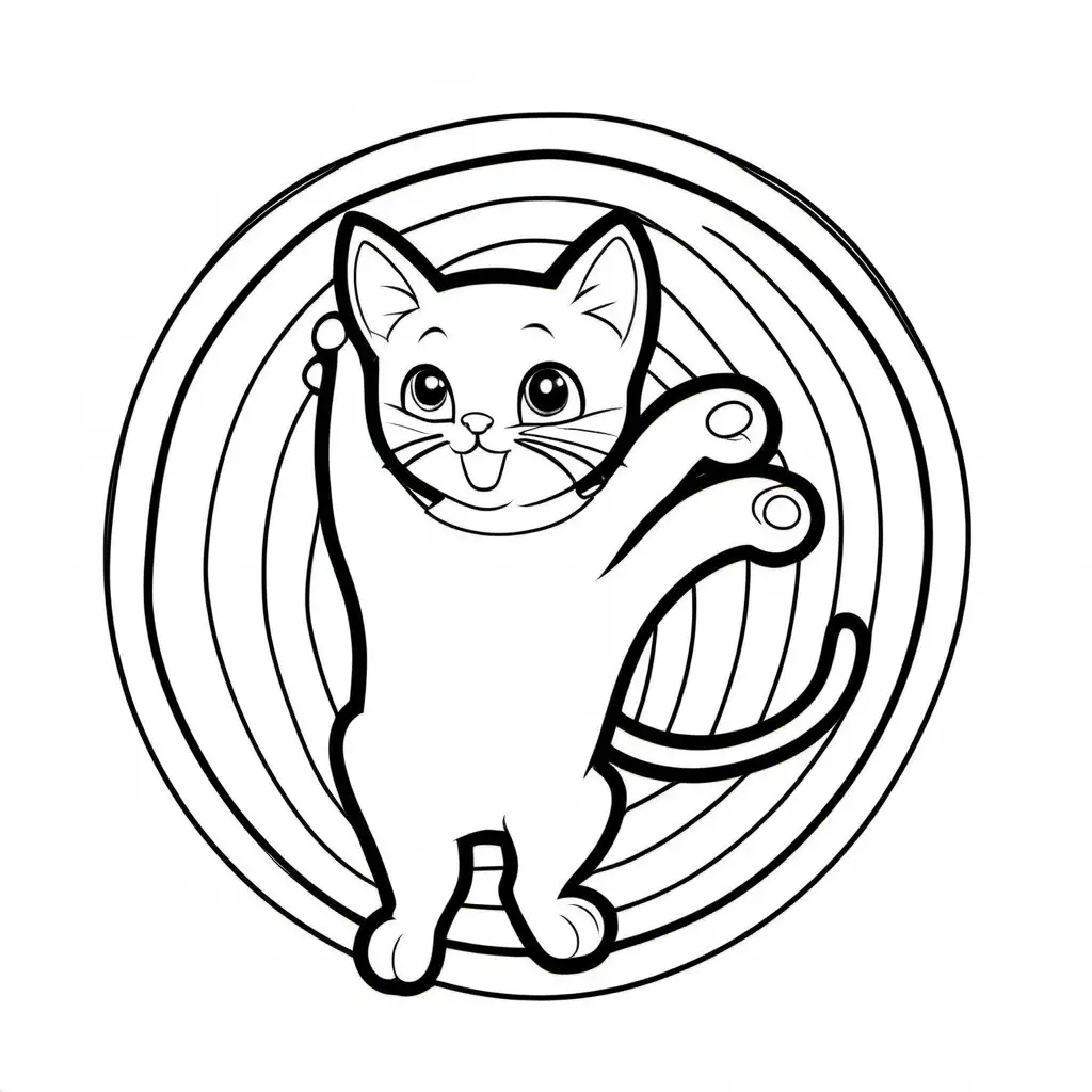 Playful-Cat-Coloring-Page-Simple-Line-Art-on-White-Background