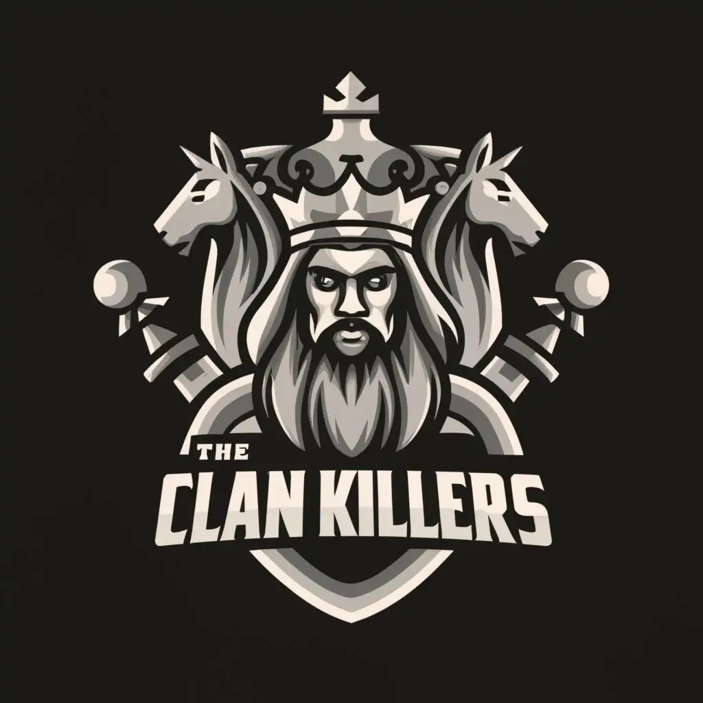 LOGO-Design-For-The-Clan-Killers-Majestic-King-and-Chess-Pieces-Crowned-in-Victory