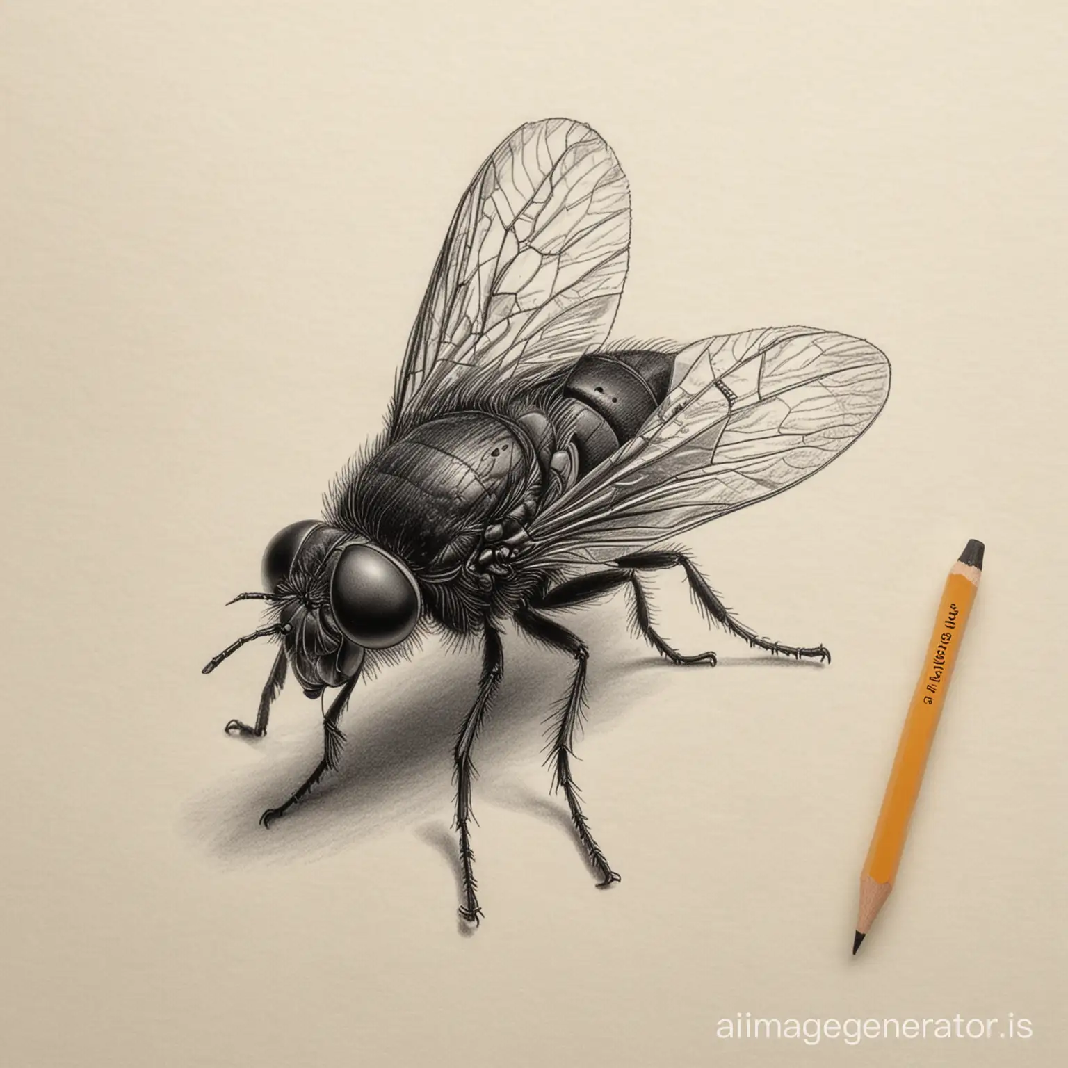 Realistic-Pencil-Drawing-of-a-Black-Fly