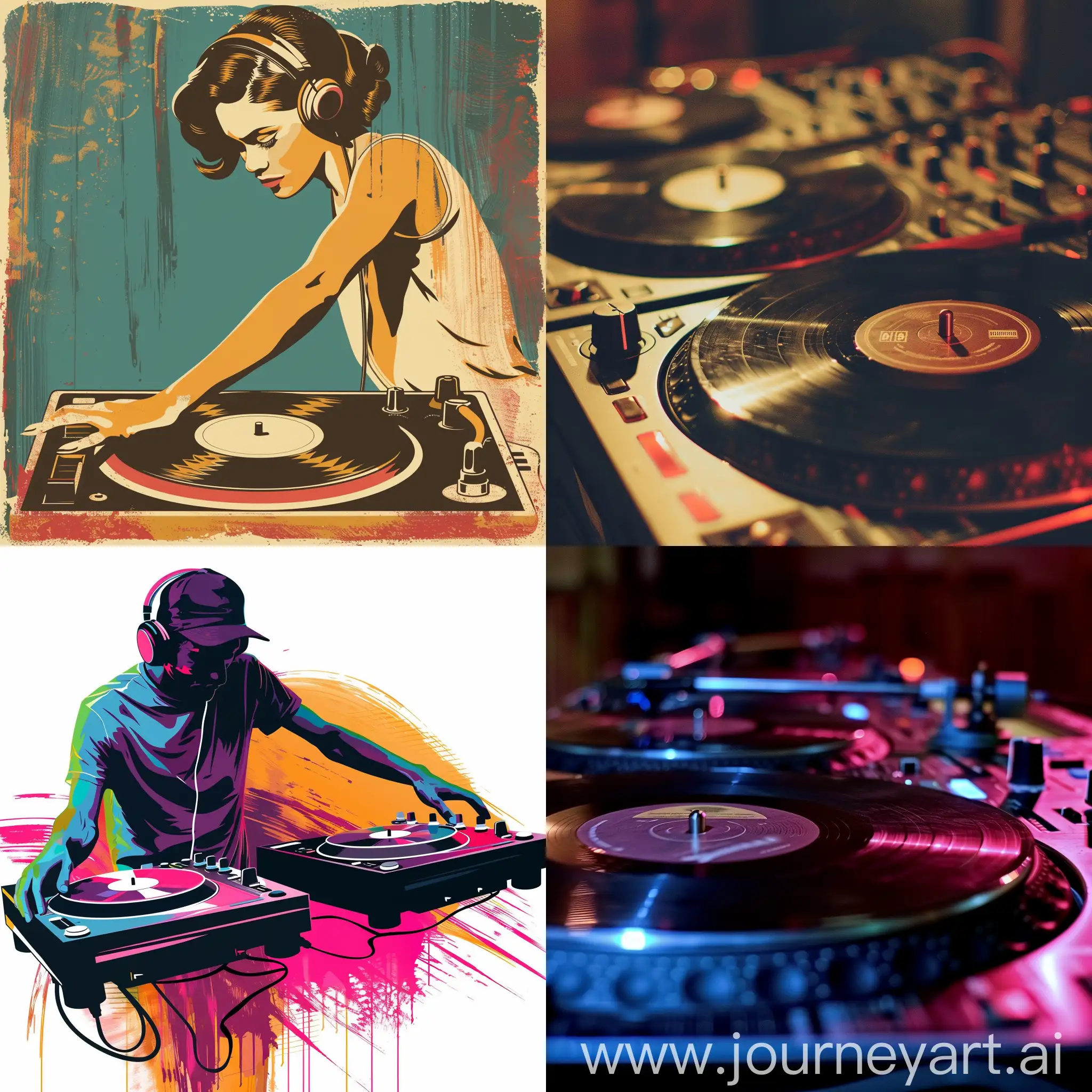 Vintage-Music-DJ-Spinning-Records