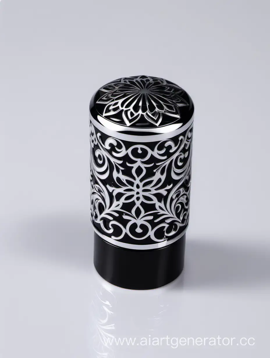 Zamac Perfume decorative ornamental long cap,  metallizing finish black and white
