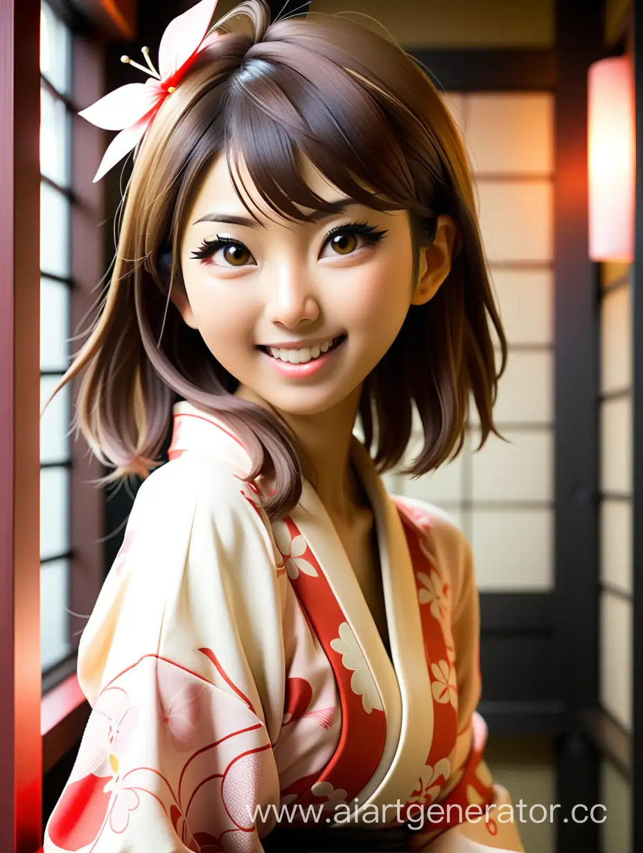 Flirtatious-Japanese-Woman-in-Traditional-Kimono