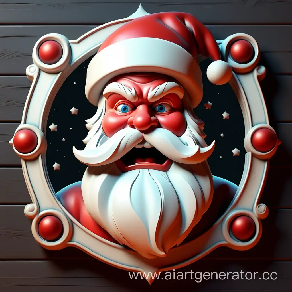 simple logo of 3D shining santa claus vintage frame. mad of moon, made of santa claus.