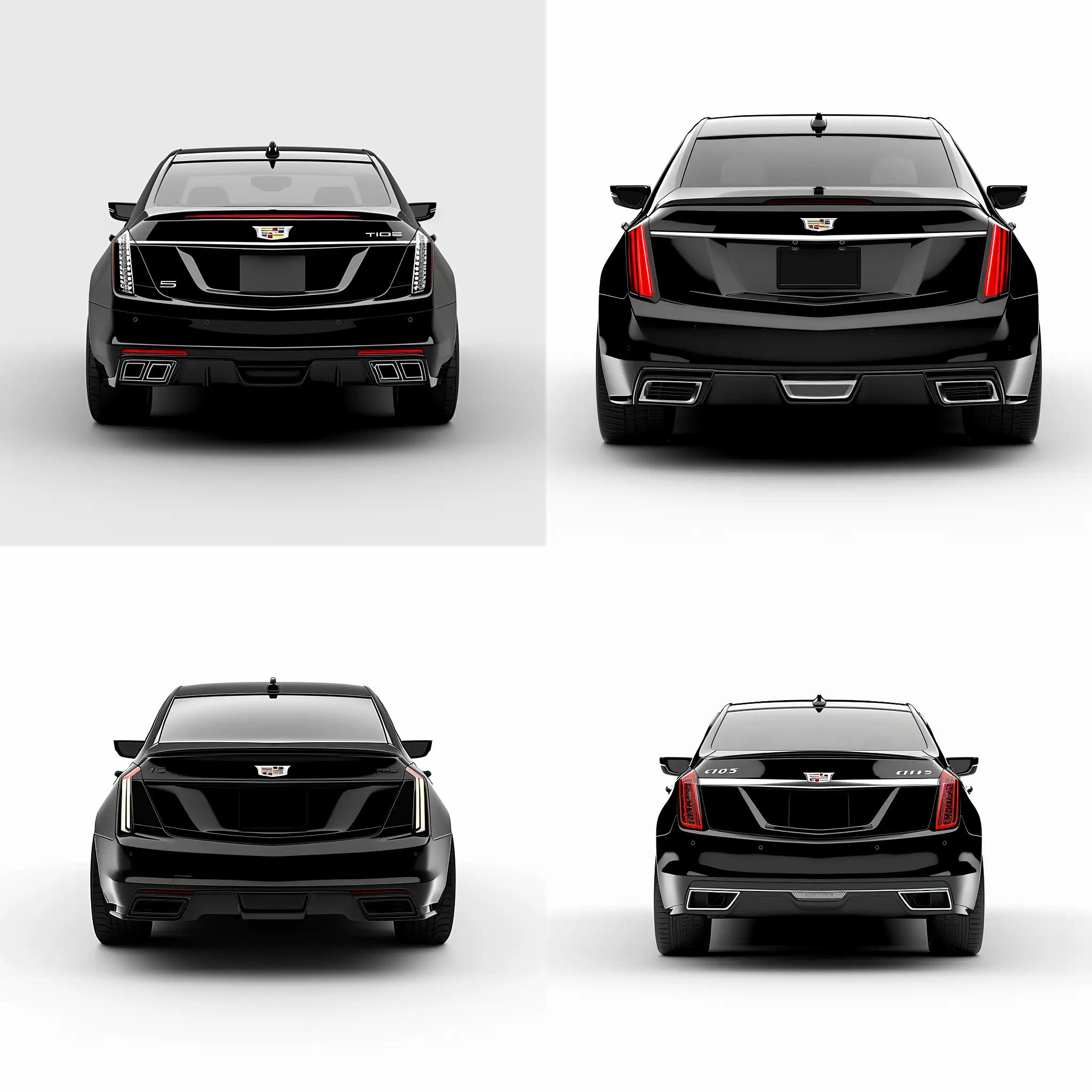 Minimalism 2D Illustration Car of Back View, Cadillac CT5: Black Body Color, Simple White Background, Adobe Illustrator Software, High Precision--s 1000