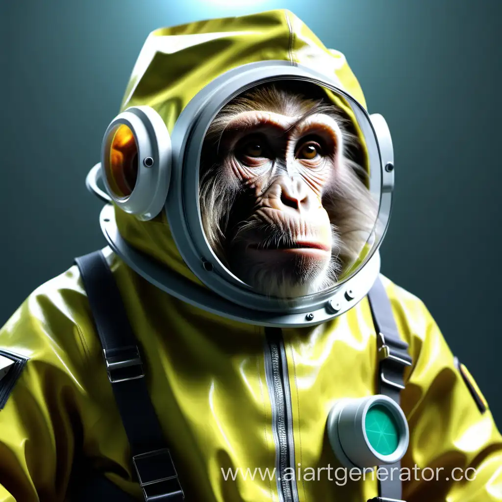 A monkey in an anti-radiation suit 4k