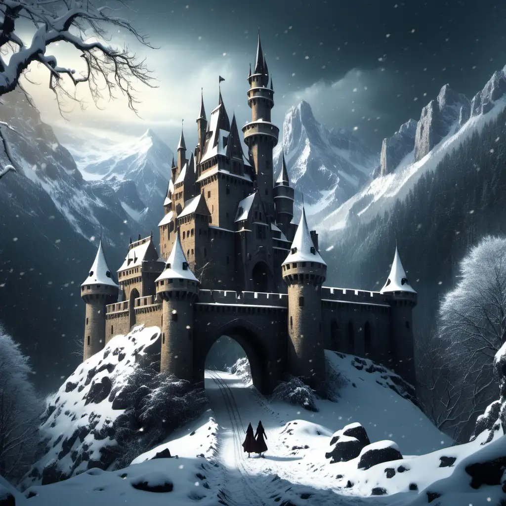 castle, snow, fantasy,
