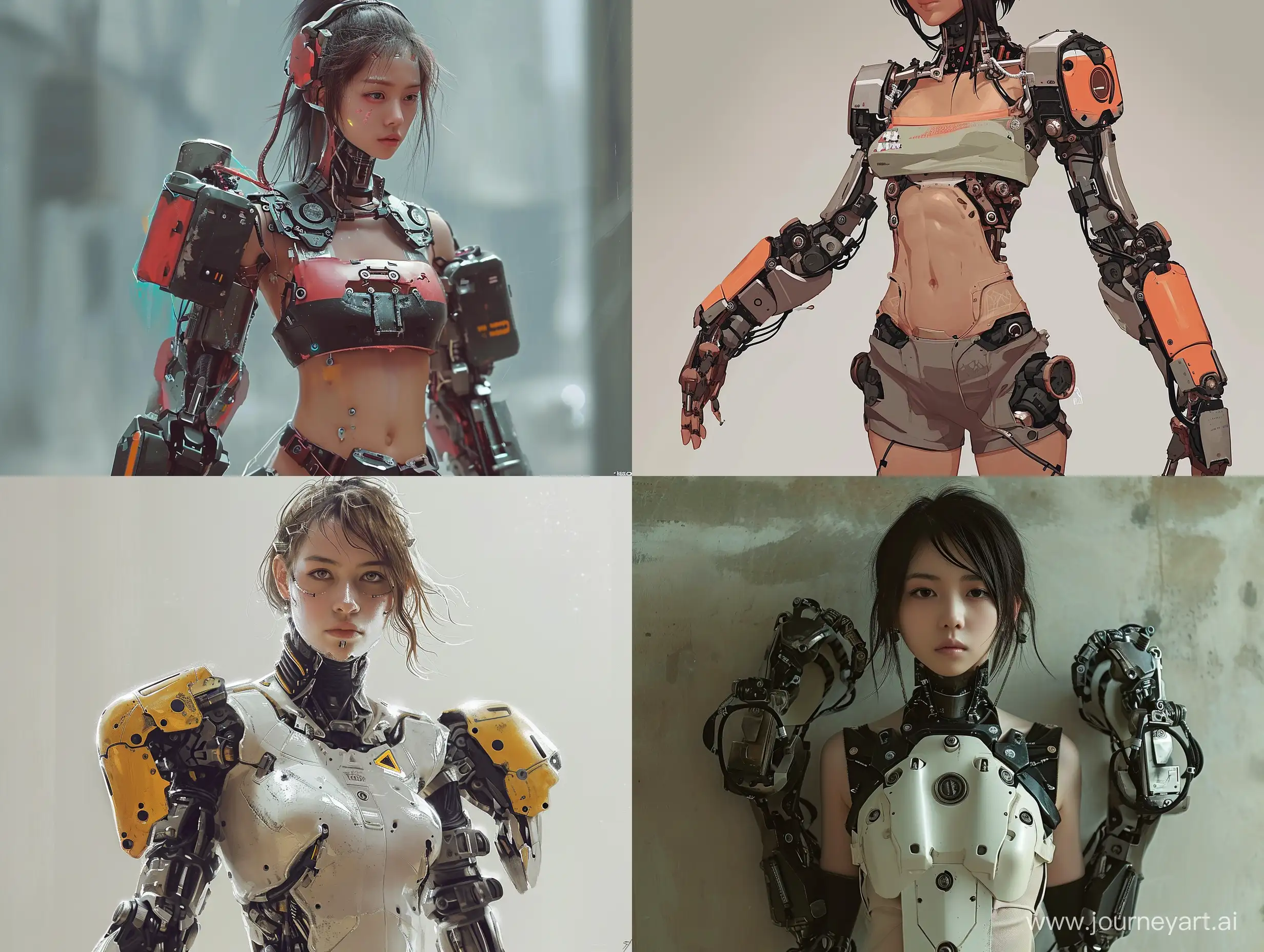 solo female, deedlit, record of lodoss war, (((cyberpunk))), cyborg, robot, mechanical arms, upper body