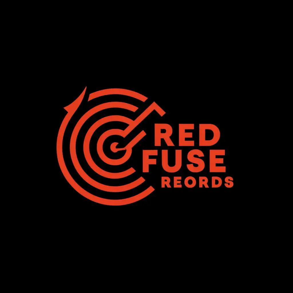 a logo design,with the text "RED FUSE RECORDS", main symbol:record,Moderate,clear background