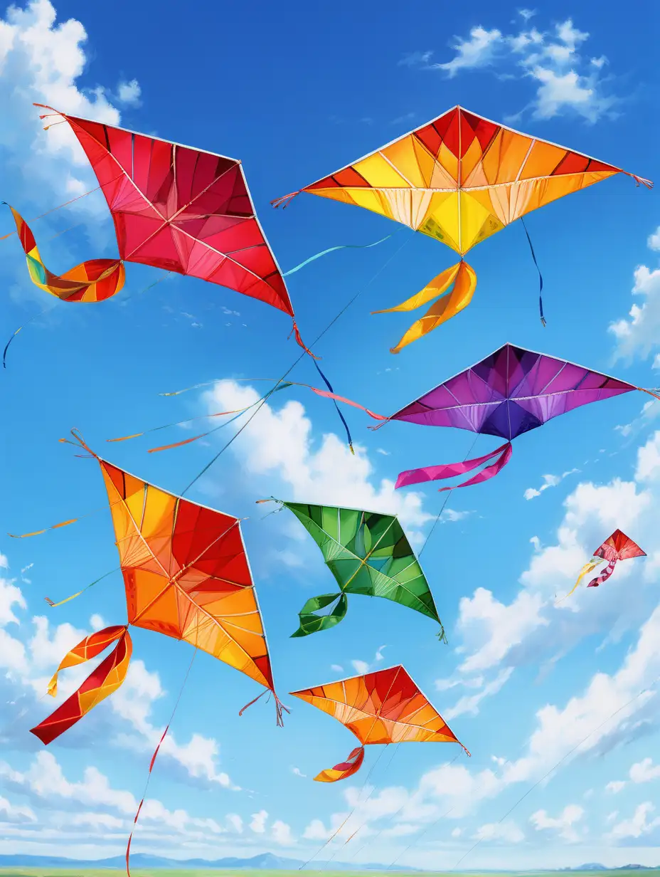 Vibrant Kite Ballet in Clear Blue Sky