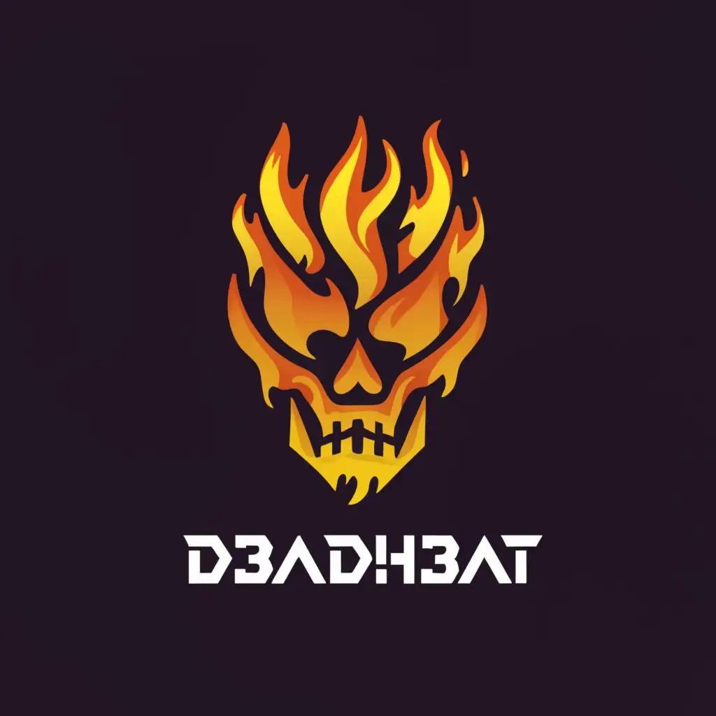 a logo design,with the text 'D3ADH3AT', main symbol:Skull on Fire,complex,be used in Entertainment industry,clear background