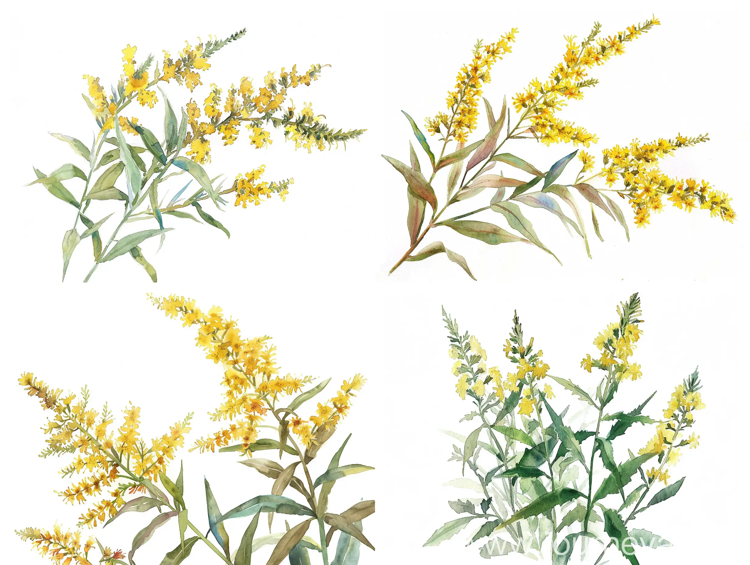 Vibrant-Goldenrod-Plant-in-Watercolor-Style