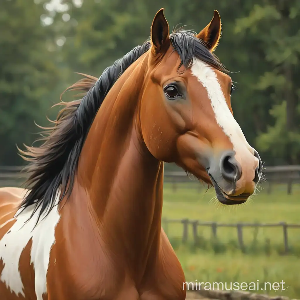Silly Realistic Horse Painting Playful Artistic Representation of a Horse Being Painted