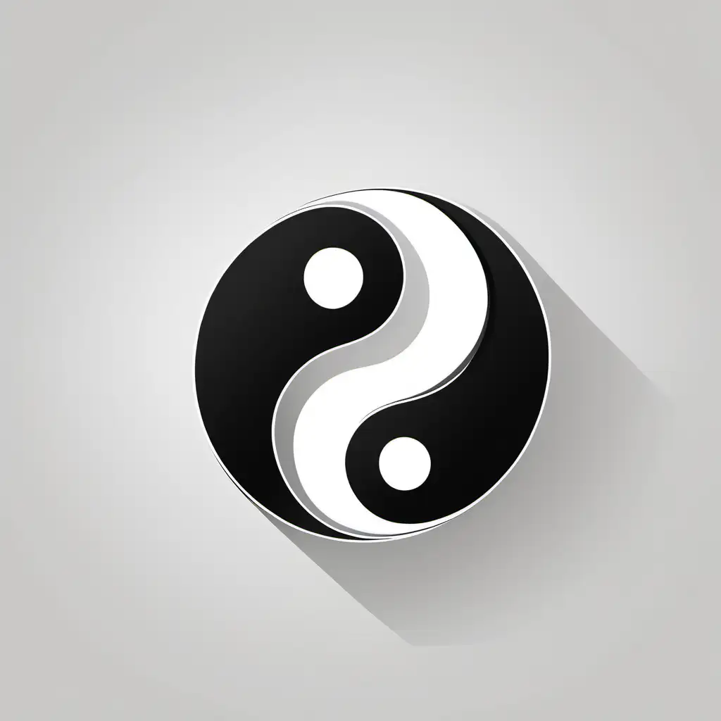 Infinity Yin Yang Symbol in Minimalistic Black Vector on White Background