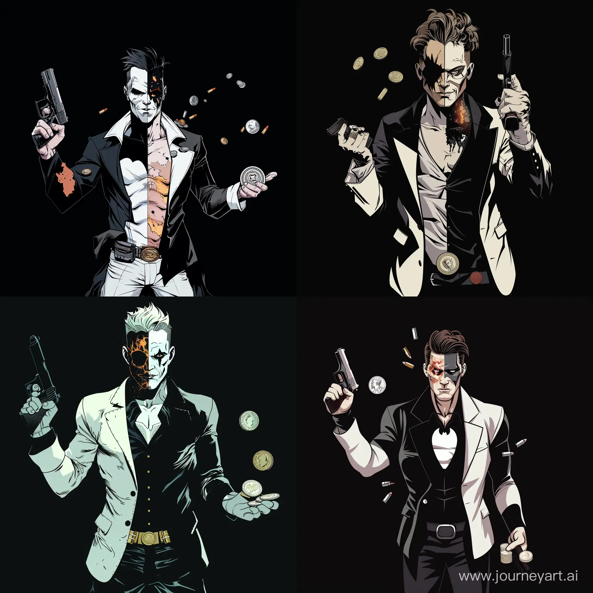 TwoFace-Minimalistic-Duality-in-White-and-Black-with-Gun-and-Coin
