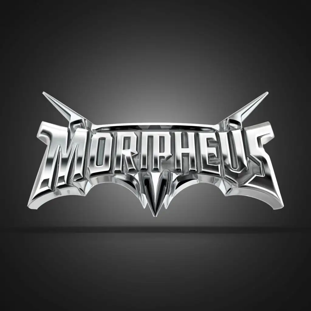 logo, Silver devil letters MORPHEUS 3D, with the text "MP MORPHEUS", typography