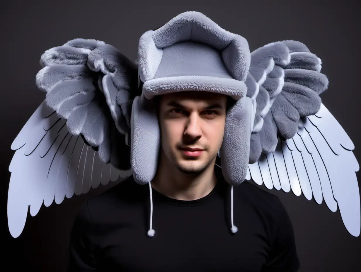 шапка ушанка в стиле  большие паролоновые  
 крылья , русский стиль Melodic Techno