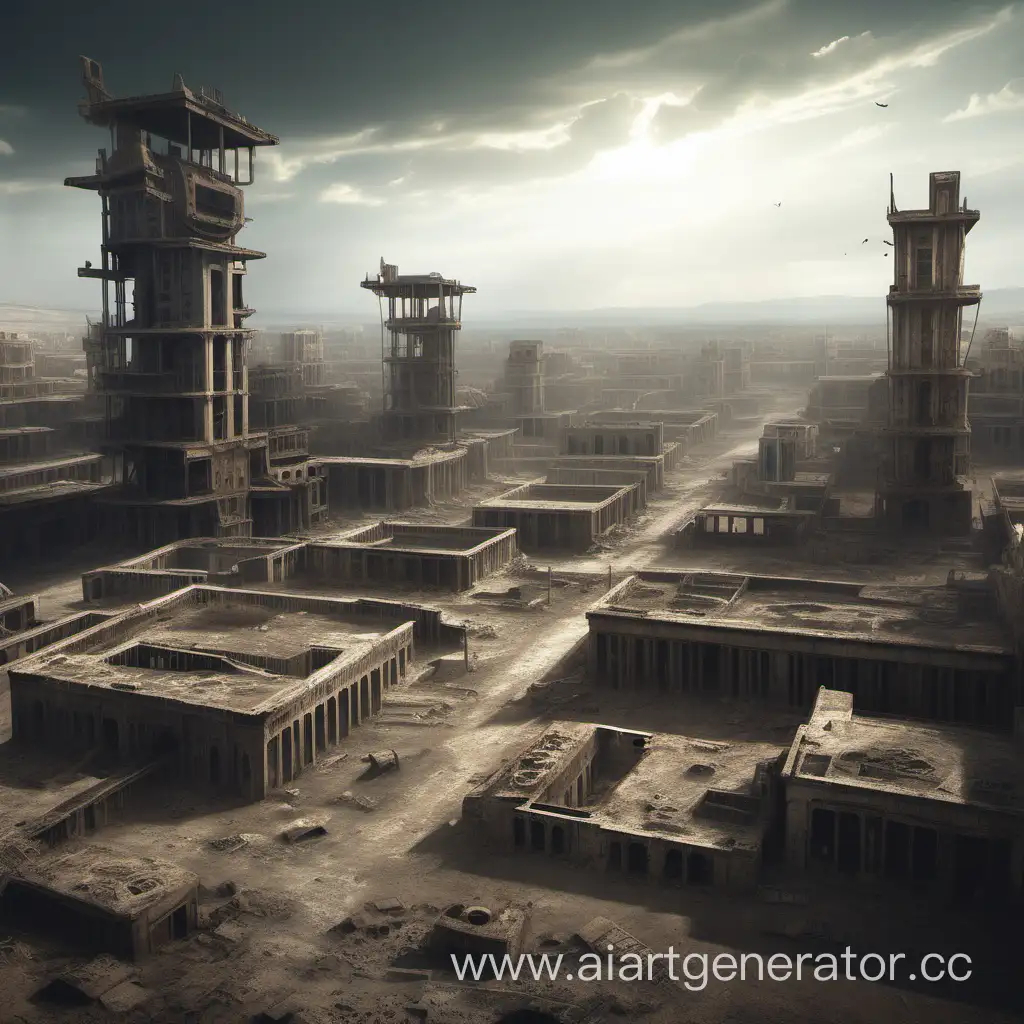 Desolate-Ancient-City-Remnants-of-Forgotten-Machinery