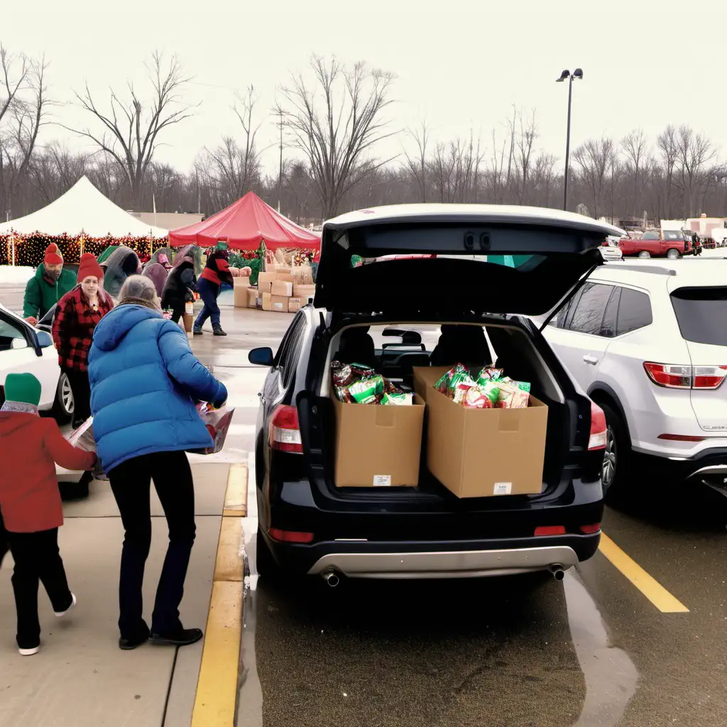 Community Food Distribution and Christmas Gift Pickup at Fairgrounds