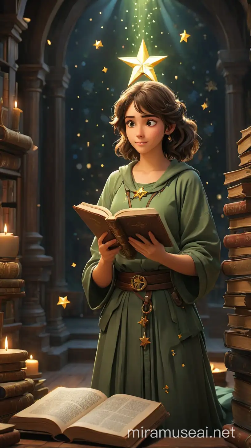 Bilgi Yıldızı'nın, Ela'ya bir kitap ya da bir sembol aracılığıyla bilgi verdiği bir sahne.