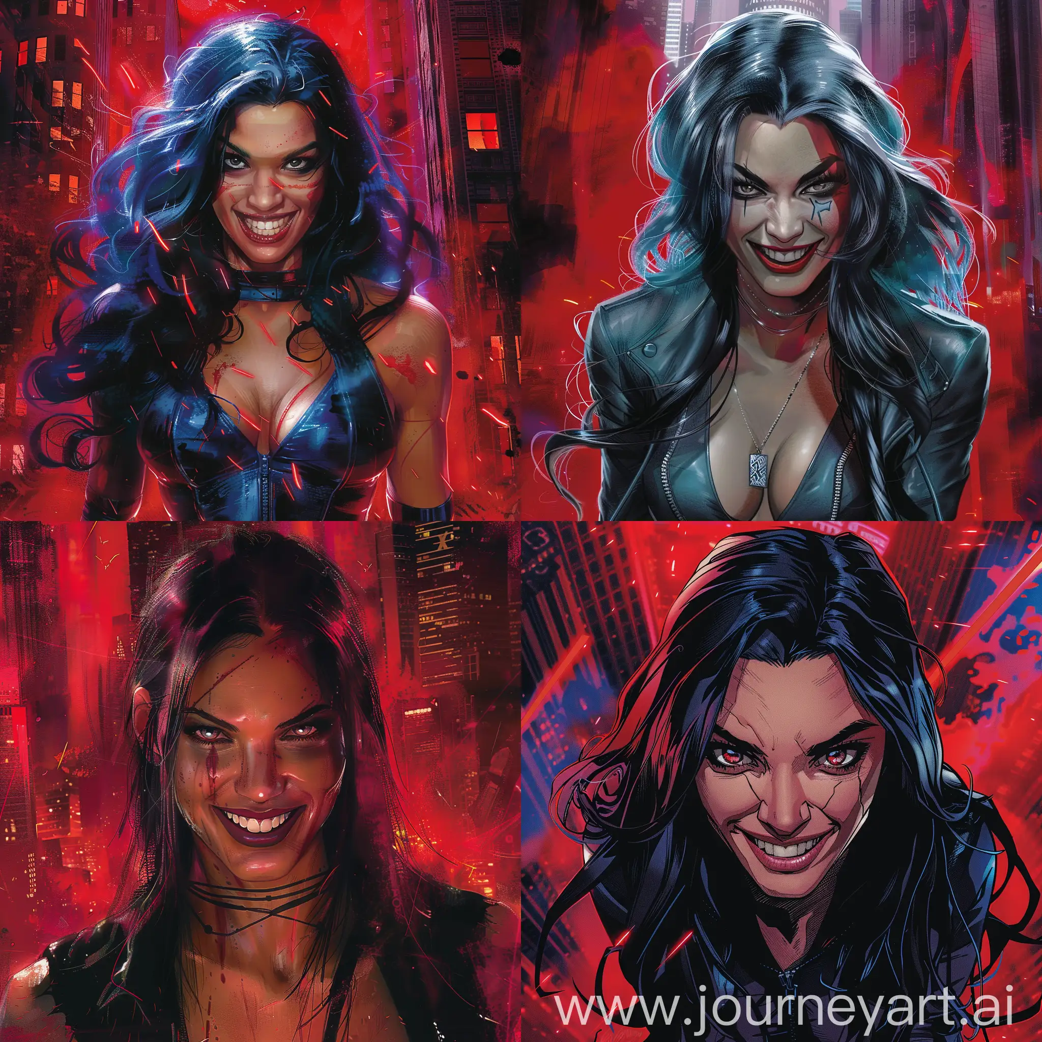 Cunning-Domino-of-XMen-in-Red-Cityscape