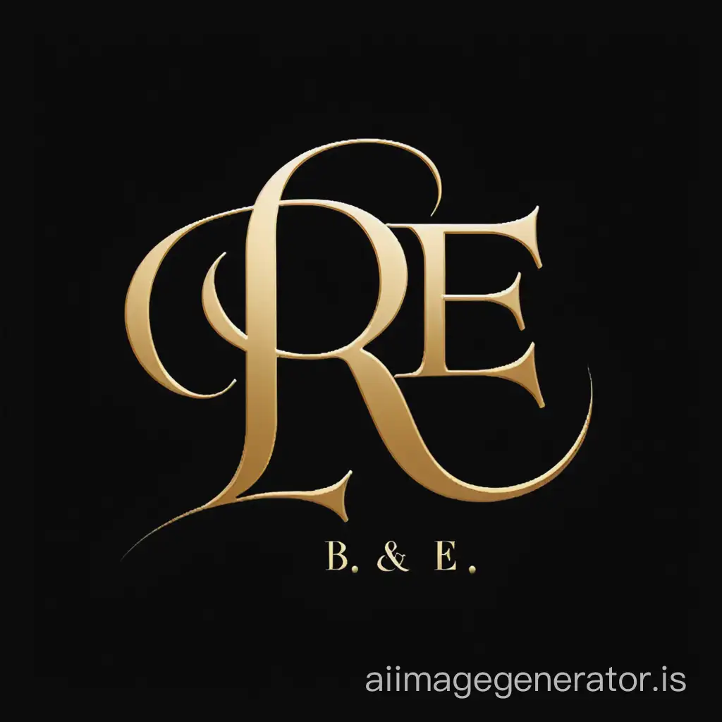 mage 1080x1080 as logo of fashion company , " B&E" , in logo : the " B&E" Handwritten on a black background and the letters are in gold 