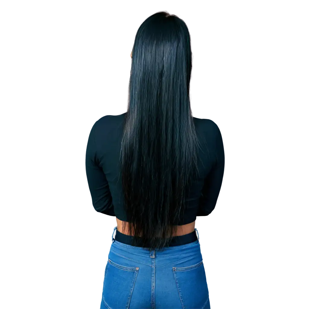 mujer cabello lacio negro de espalda
