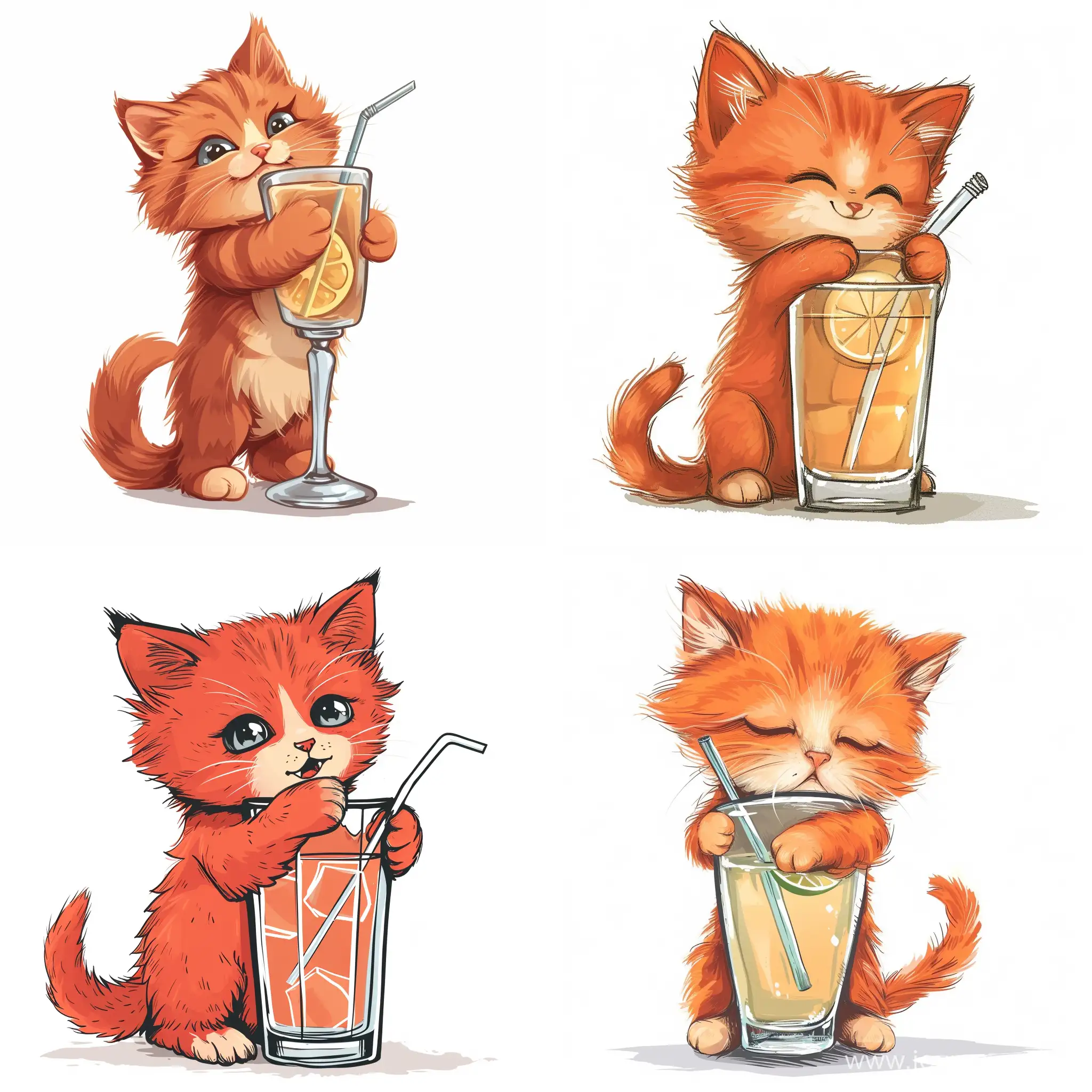 Adorable-Cartoon-Red-Kitten-Enjoying-a-Cocktail-Hug-on-a-White-Background