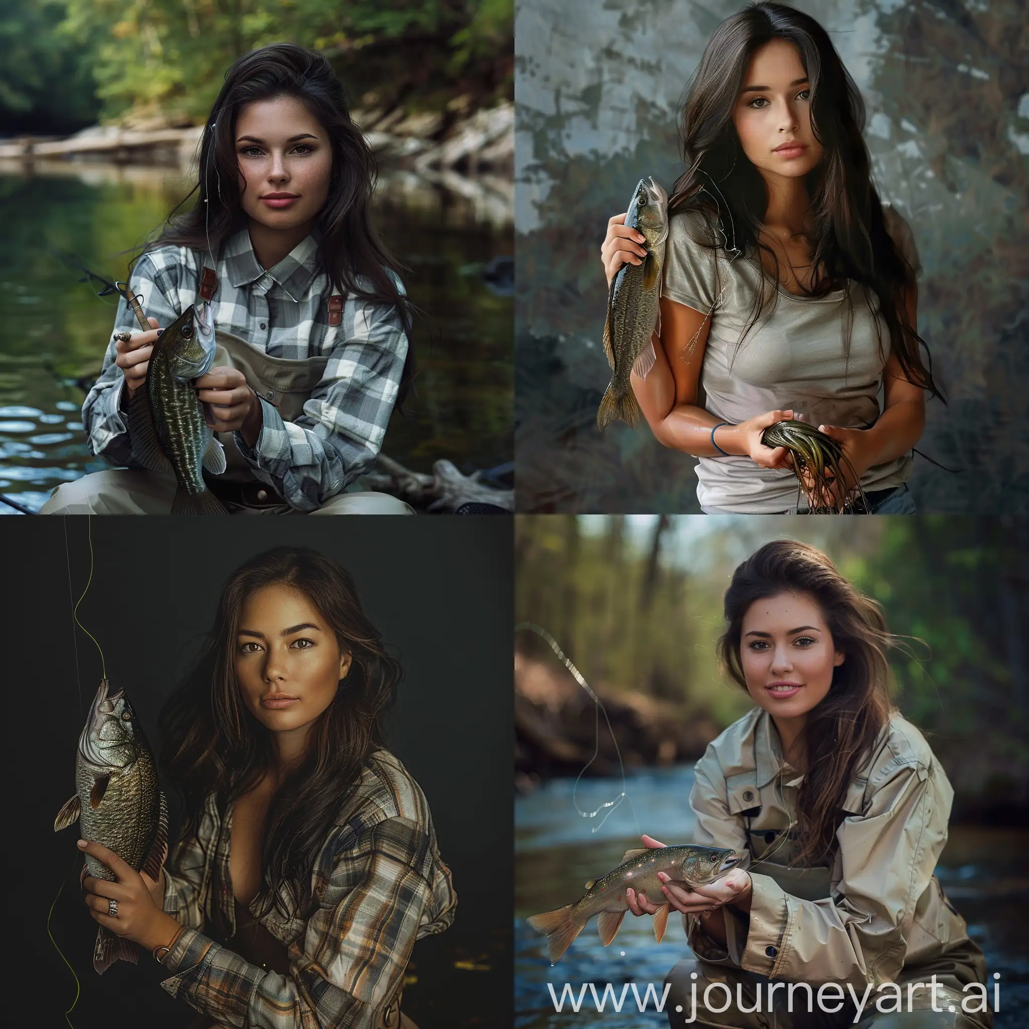 Stunning-Brunette-Woman-with-Freshly-Caught-Fish-from-the-Black-River-North-Carolina