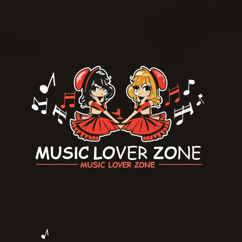 LOGO-Design-For-Music-Lover-Zone-Seductive-Black-Theme-with-Girls-Hearts-and-Music
