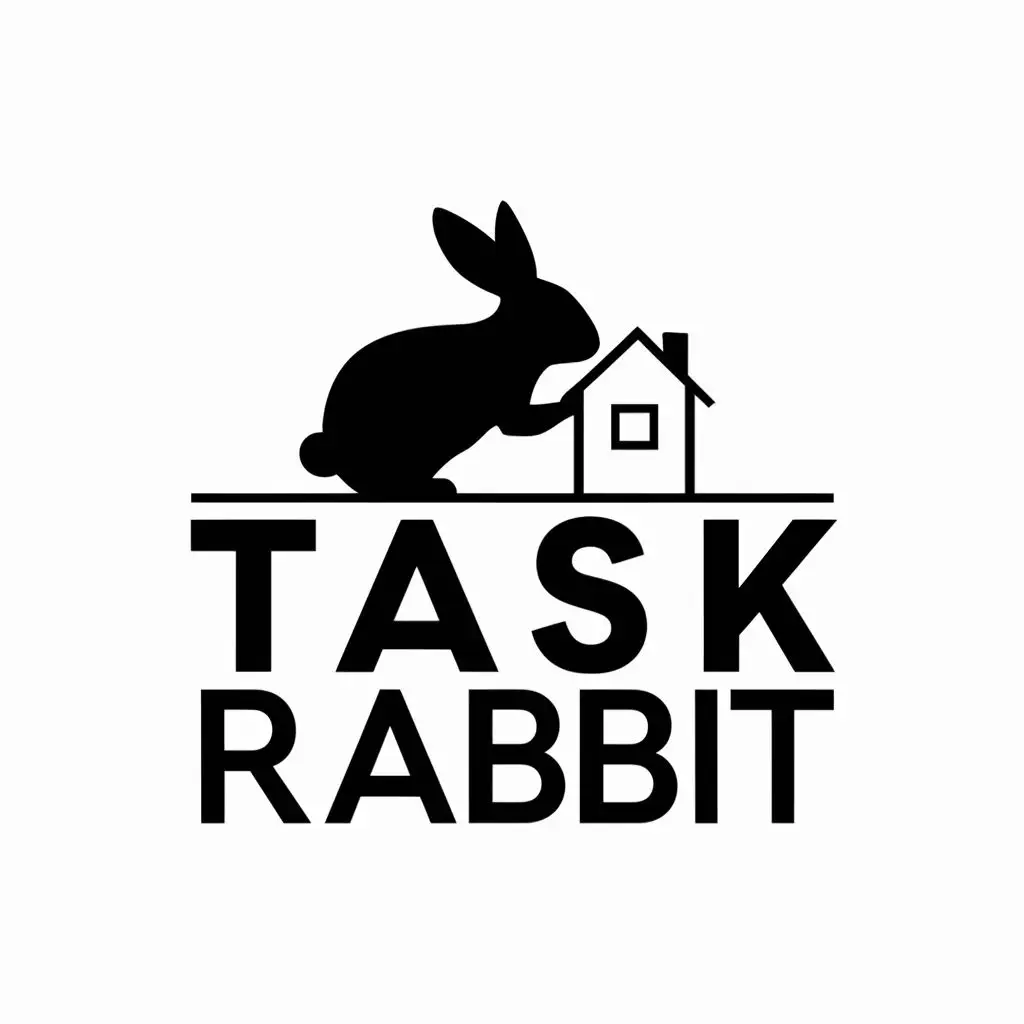 logo, rabbit fixing home, with the text "Task Rabbit", typography