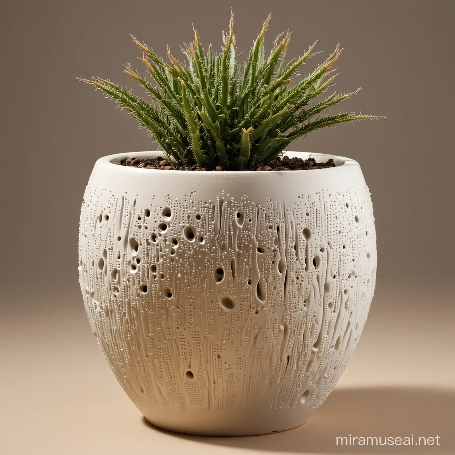 Biomimetic Plant Pot with Desert BeetleInspired Water Collection System