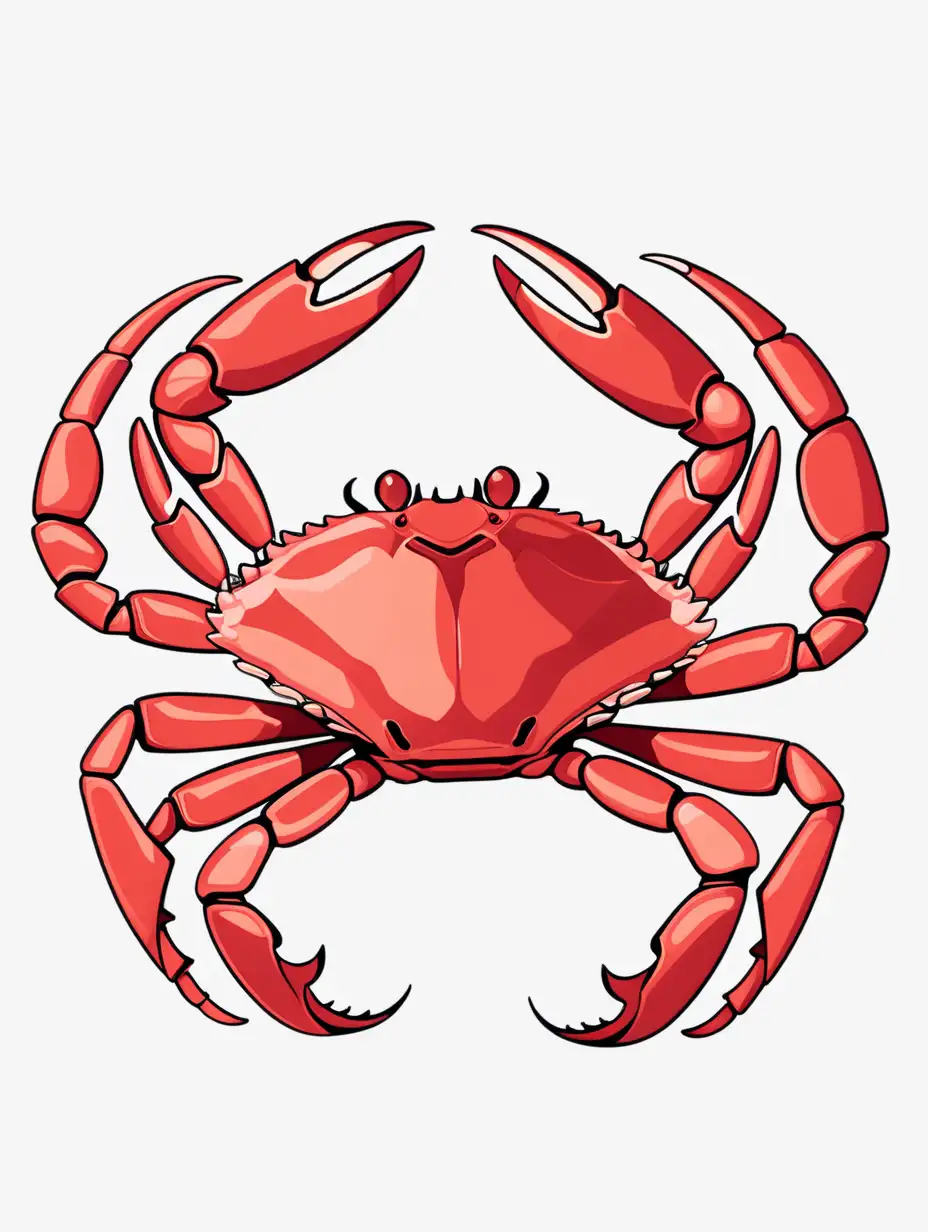 Red crab design, southern style, isolated background, 7 colors in design