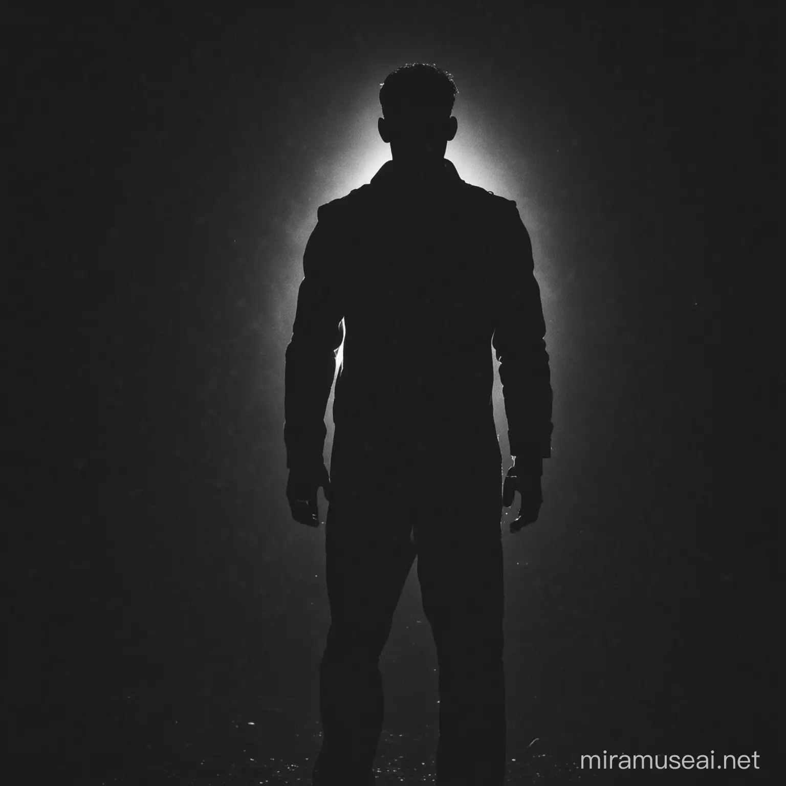 Silhouette of a Man in the Darkness