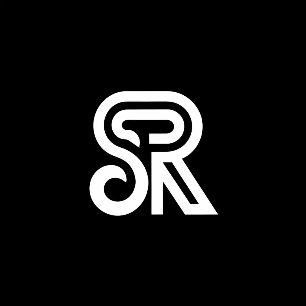 logo, monogram, music, black and white, with the text "SR", typography, be used in Entertainment industry