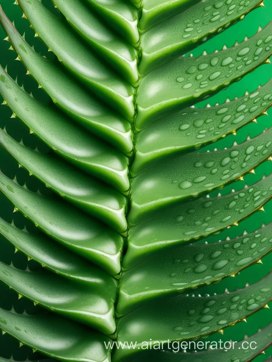 Aloe vera extreme close up 2 leaves on green background repeat pattern