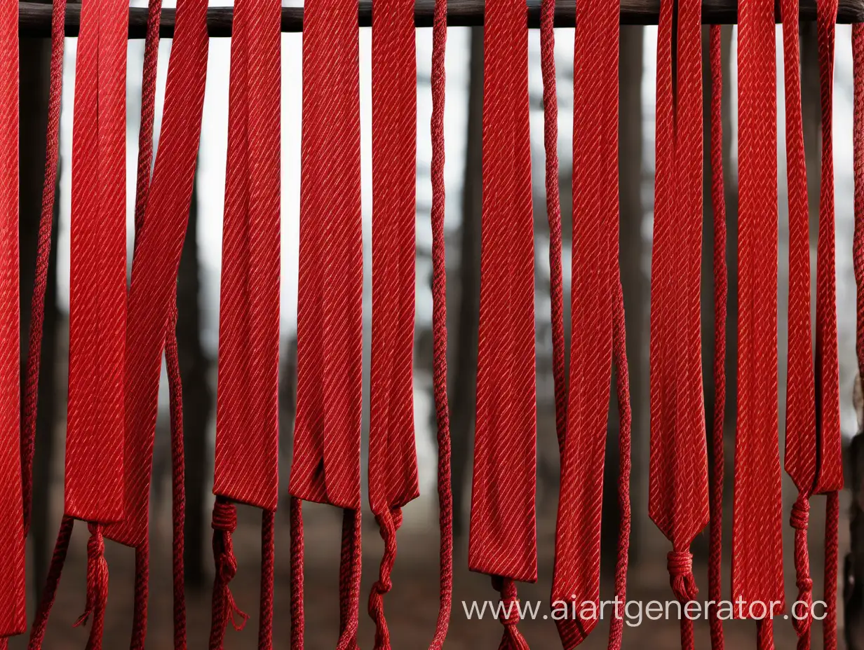 Vintage-Red-Pioneer-Ties-Hanging-on-a-Rope