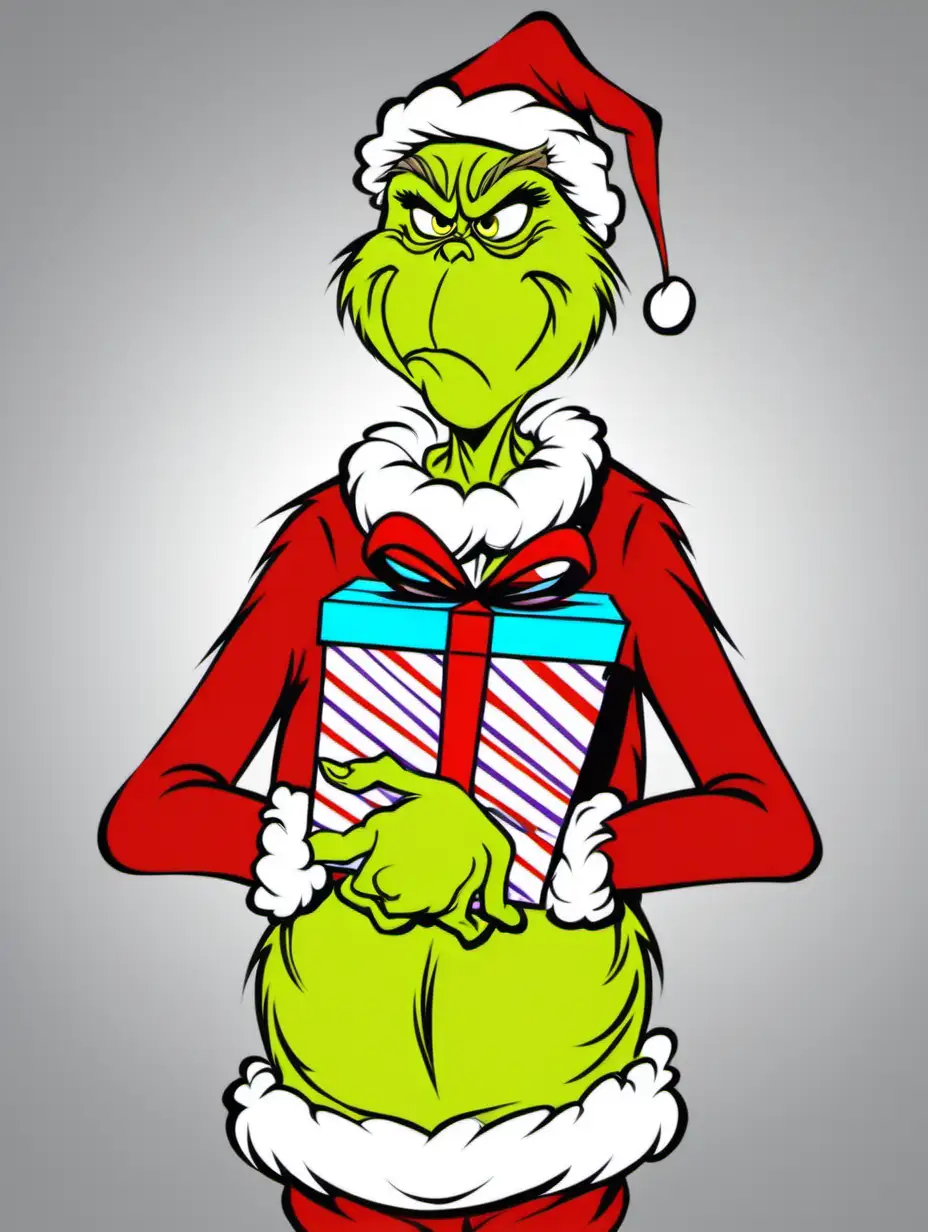 Playful Grinch Surrounded by Festive Christmas Gifts