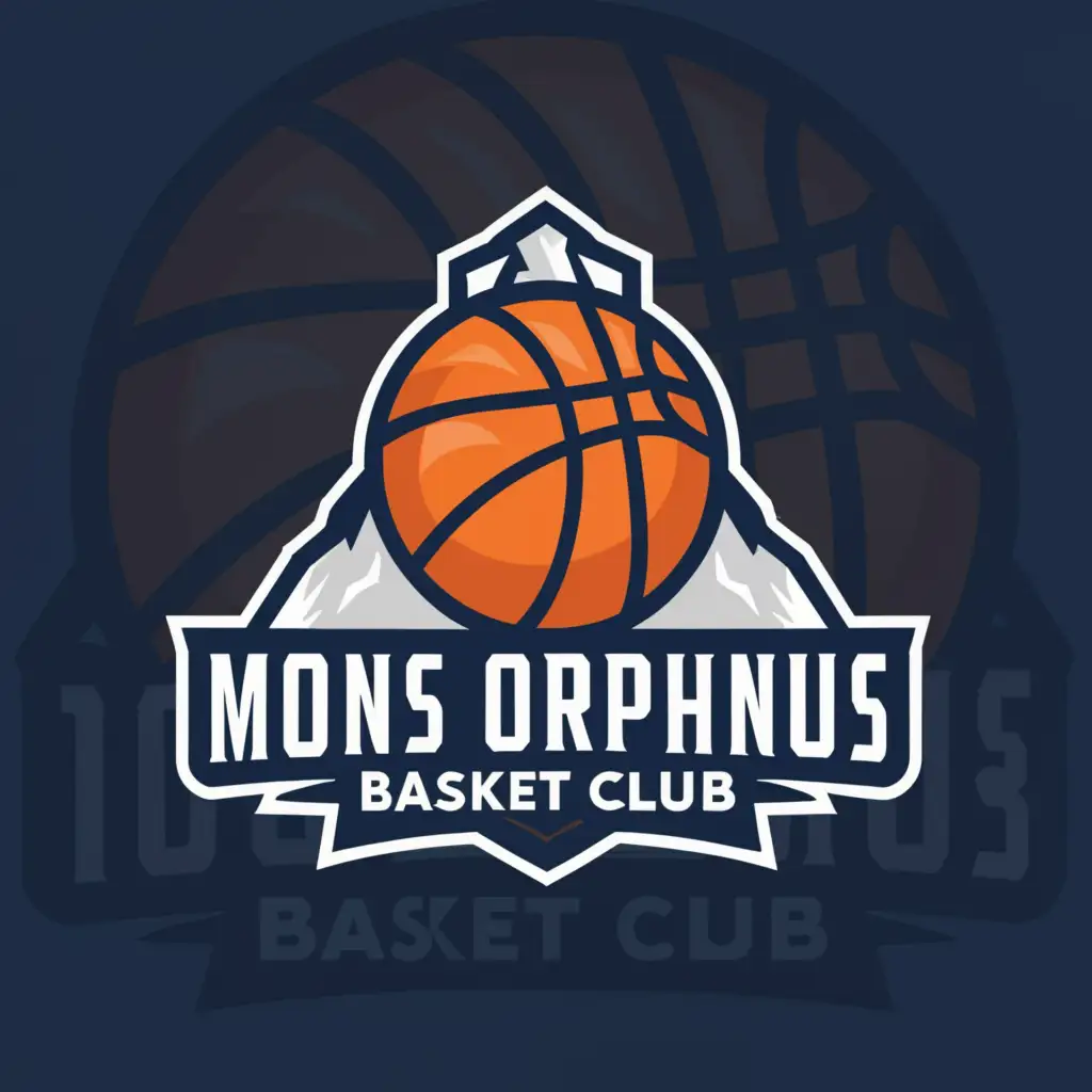a logo design,with the text "Mons Orphanus Basket Club", main symbol:basket ball mountain,Moderate,clear background