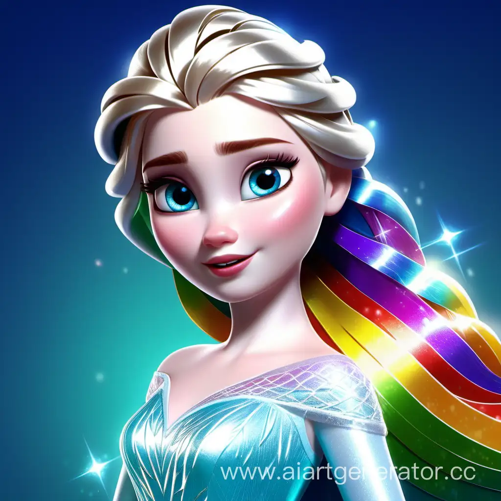 Elegant-Elsa-with-Shimmering-Rainbow-Hair-Fantasy-Portrait-Art