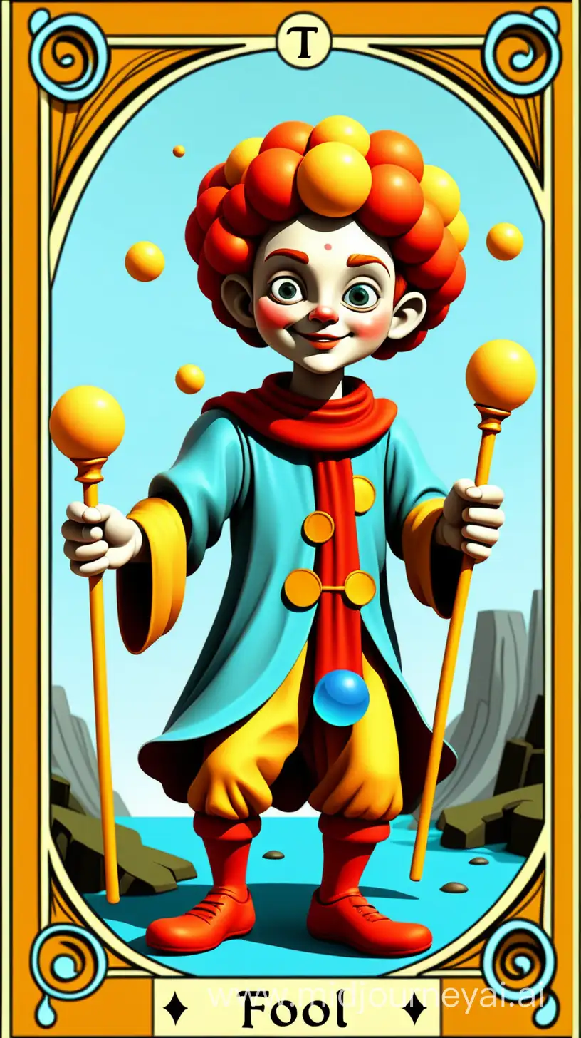 Bright and Positive Tarot Card of The Fool Playful and Childlike Illustration