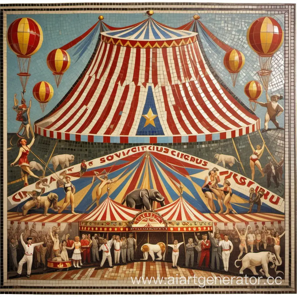 Vibrant-Soviet-Circus-Mosaic-Artwork