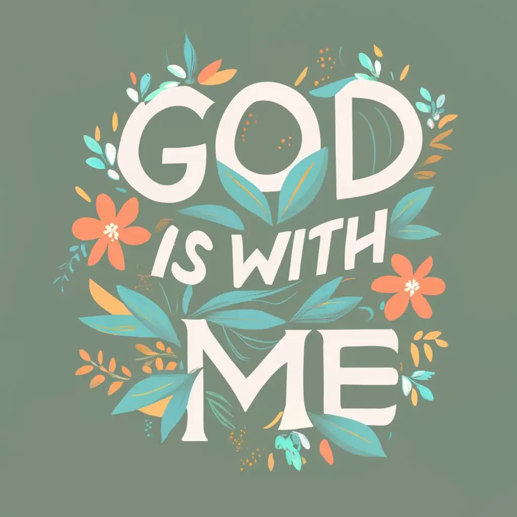 logo, Floral , with the text "God is with me", typography