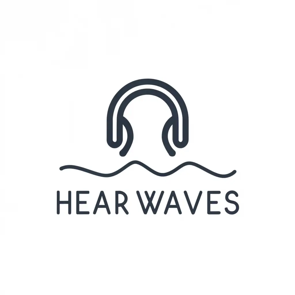 a logo design,with the text "Hear Waves", main symbol:headphones, waves,Moderate,be used in Restaurant industry,clear background