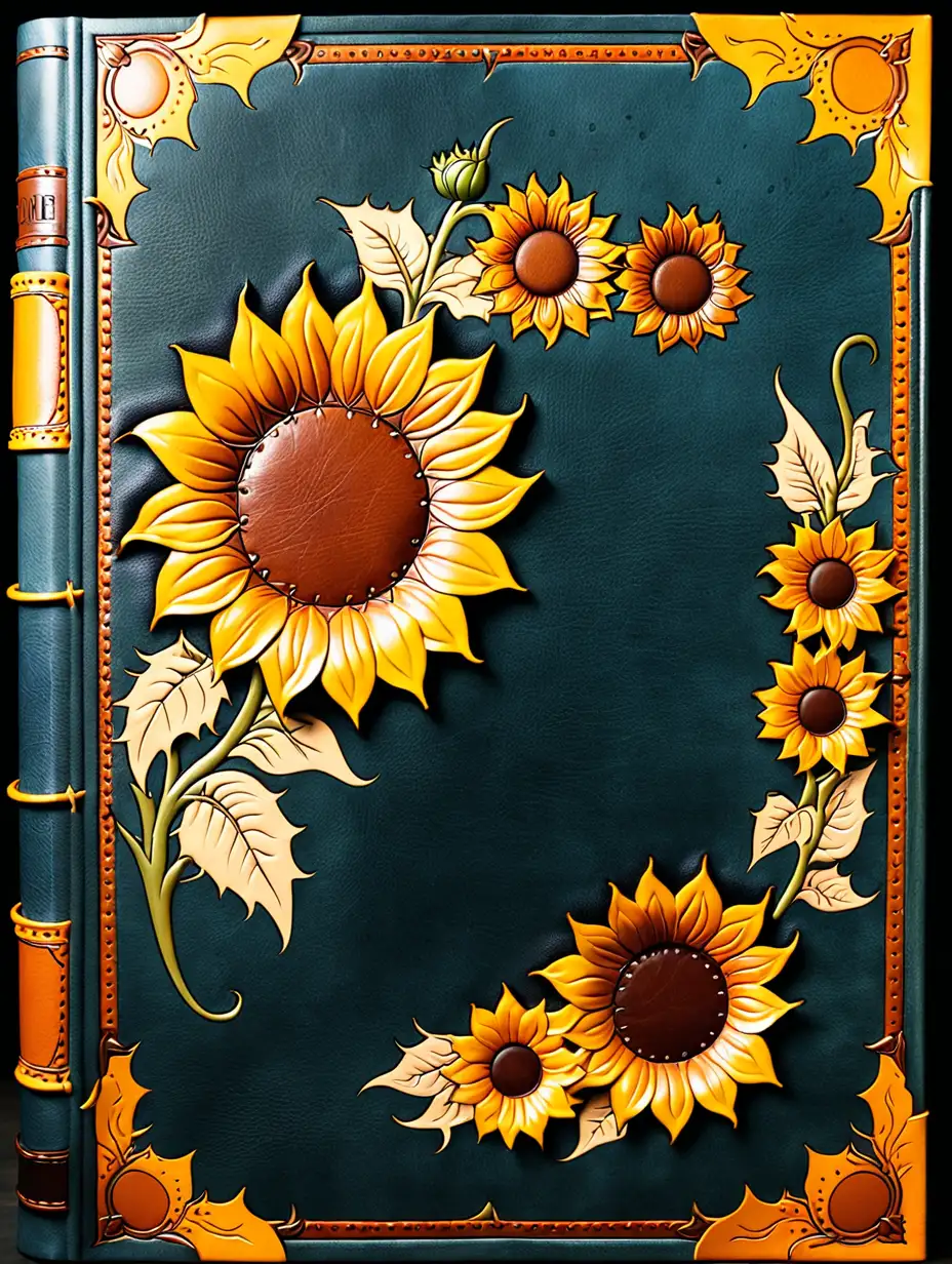 Sunflowerthemed Leather Book Cover Design