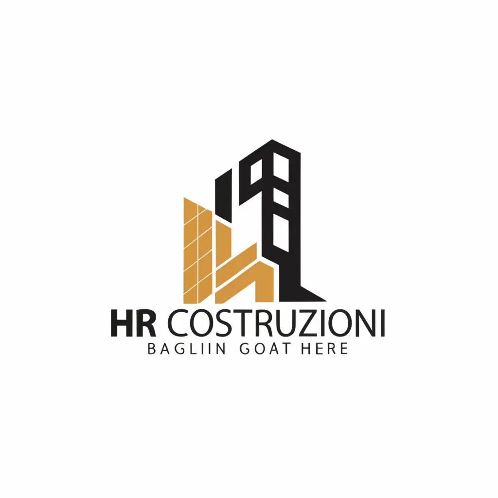 LOGO-Design-for-HR-COSTRUZIONI-Strong-Building-Symbol-for-Construction-Industry