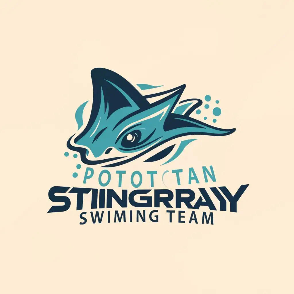 a logo design,with the text "pototan stingray swimming team", main symbol:stingray,Moderate,be used in Sports Fitness industry,clear background