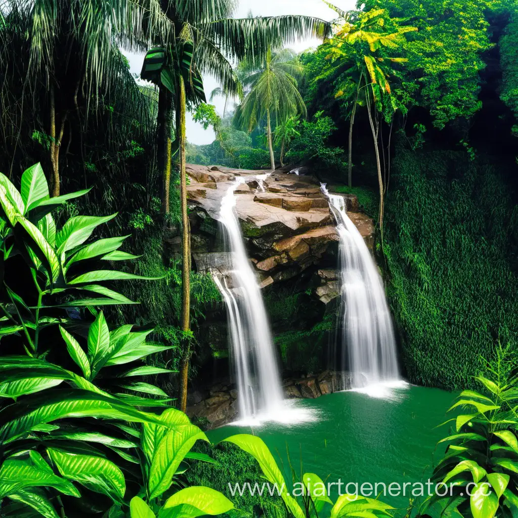 Sri-Lanka-Waterfall-amidst-Lush-Tropical-Plants